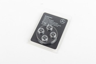 New  Mercedes Wheel Valve Caps Chrome Black, set of 4 pieces, B66472002