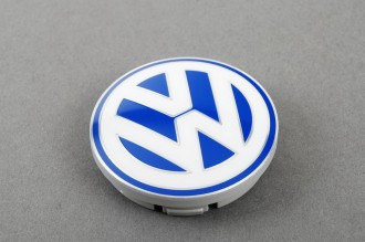   VW New Beetle Jetta 55mm White & Blue Wheel Center Cap 1C060117109Z 